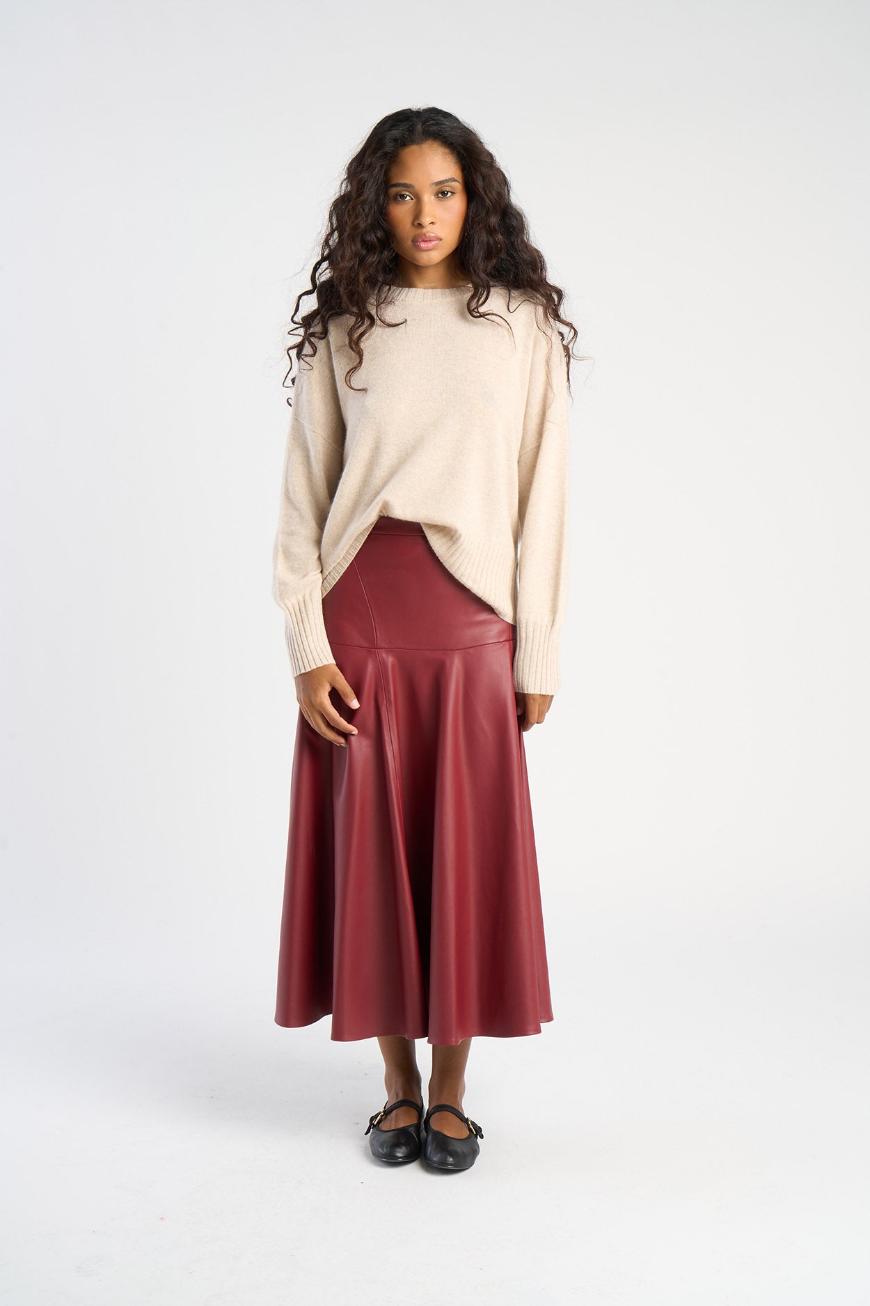 Pull col rond 100% Cachemire MONPTILYA Beige chiné