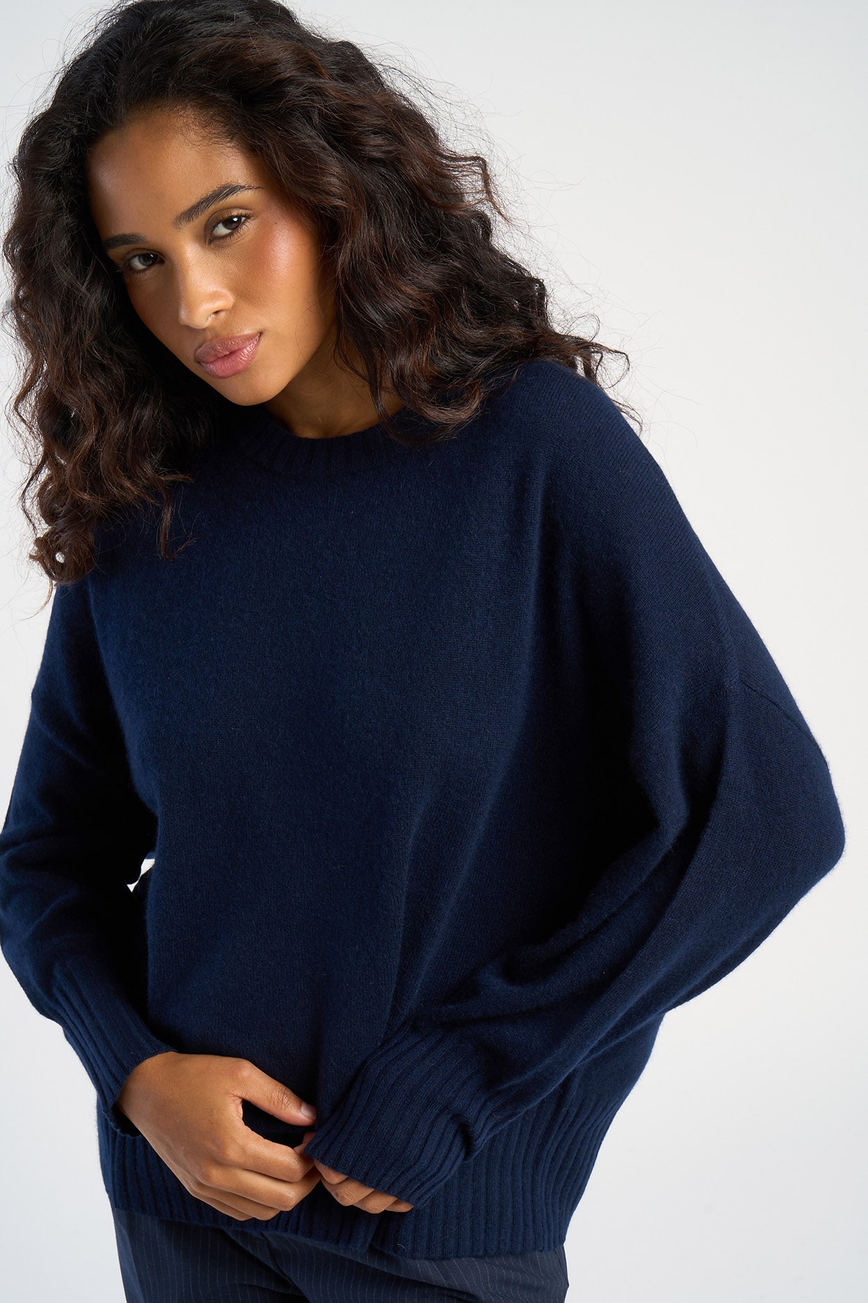 Pull col rond 100% Cachemire MONPTILYA Marine