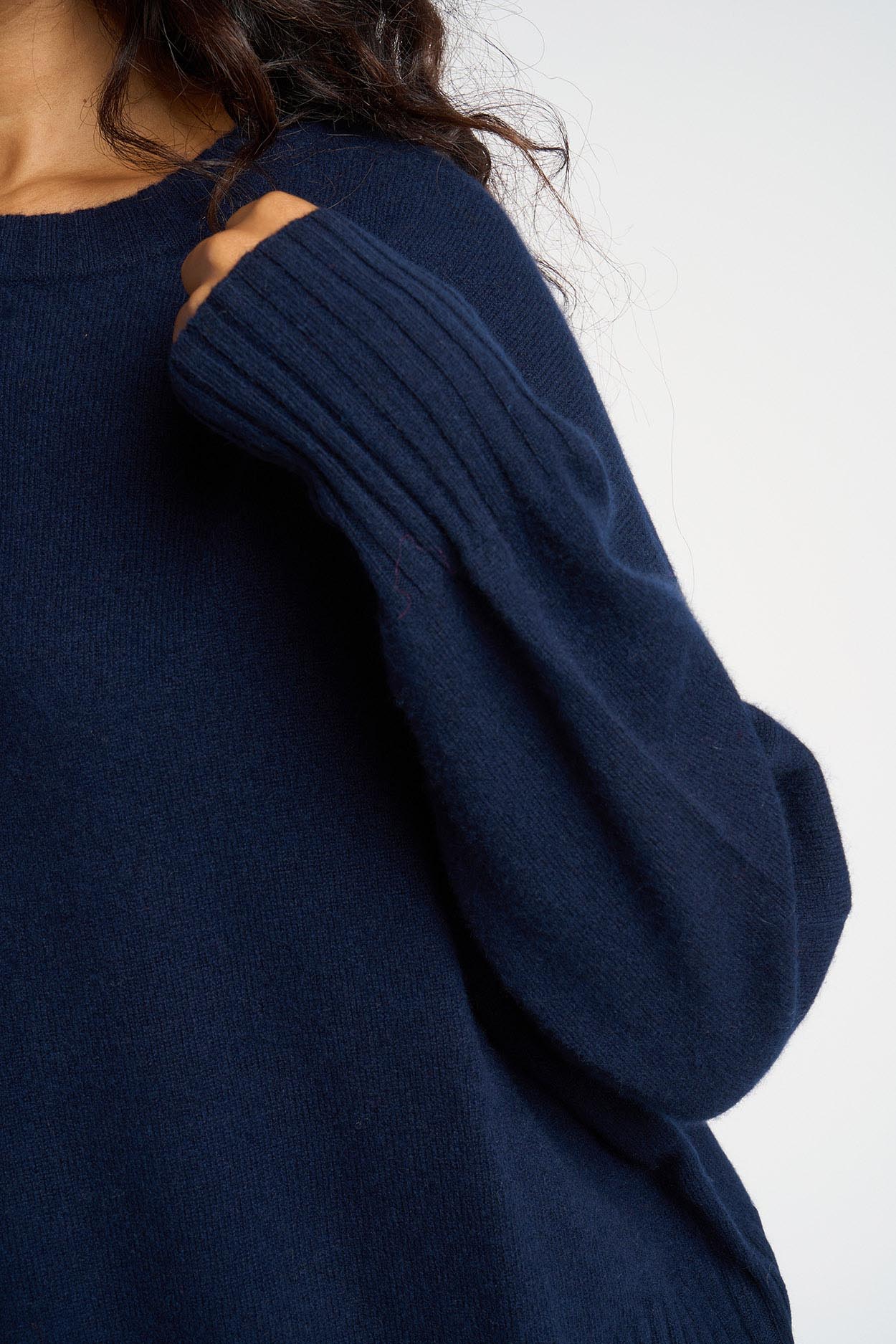 Pull col rond 100% Cachemire MONPTILYA Marine - vue 2