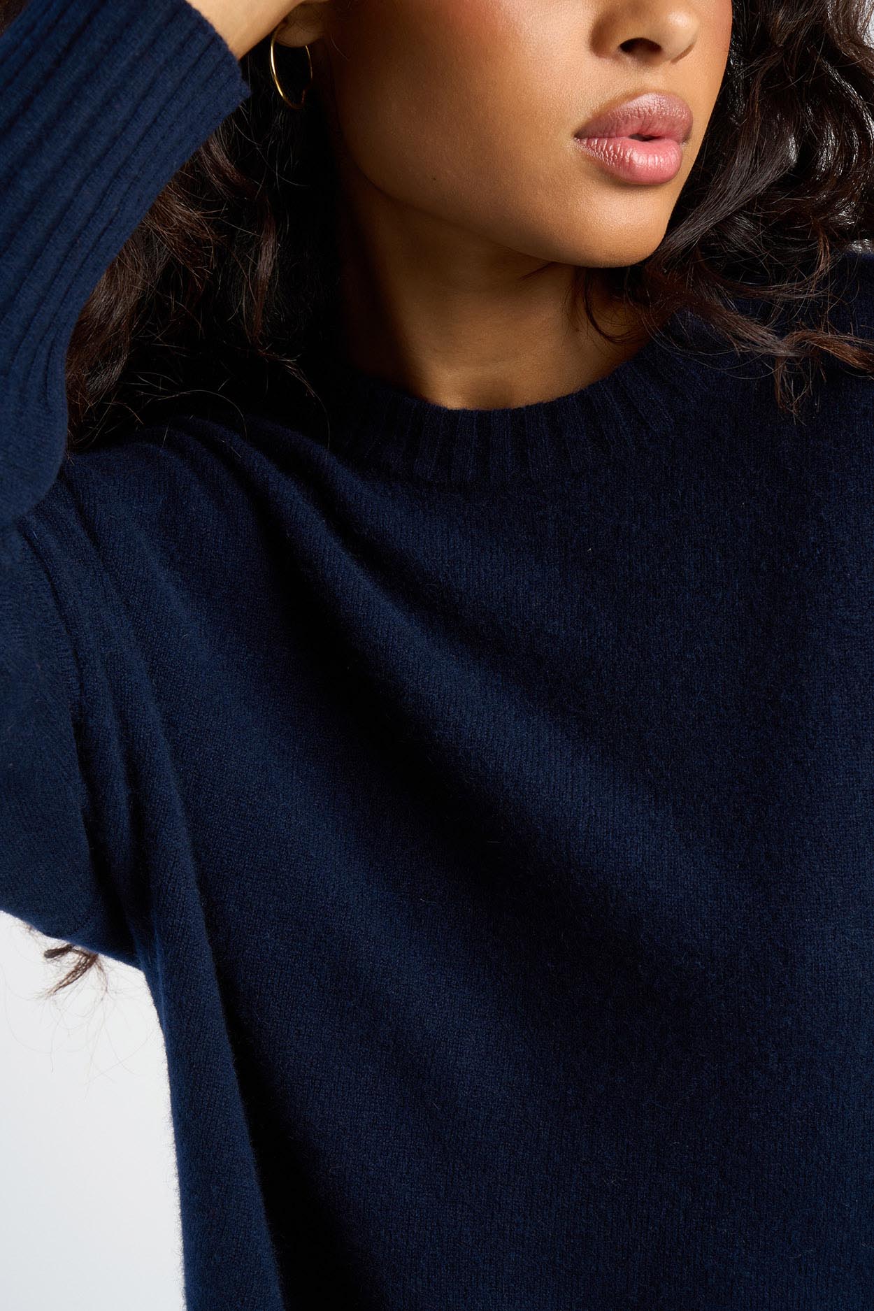 Pull col rond 100% Cachemire MONPTILYA Marine - vue 4