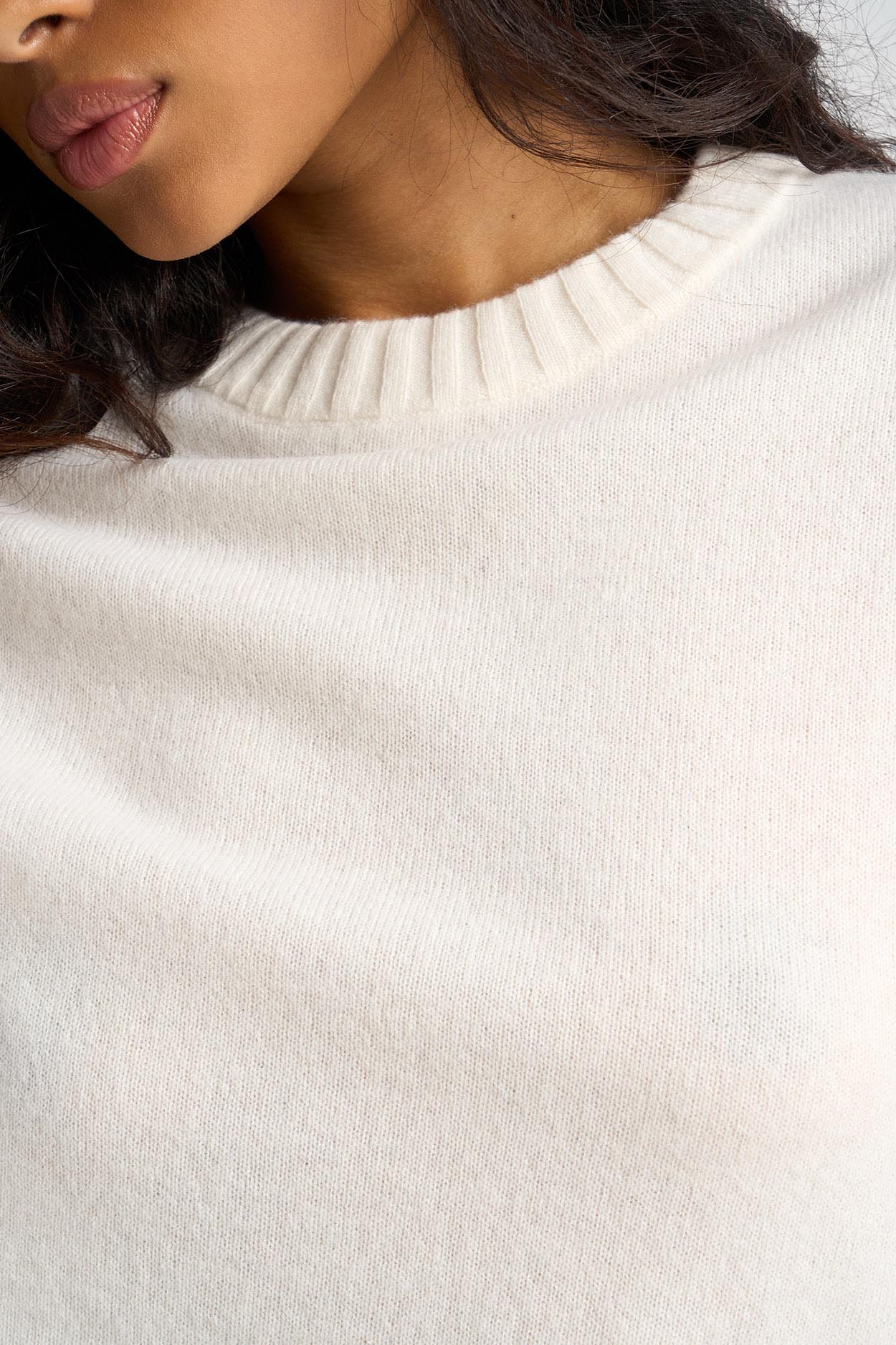 Pull col rond 100% Cachemire MONPTILYA Milk - vue 2