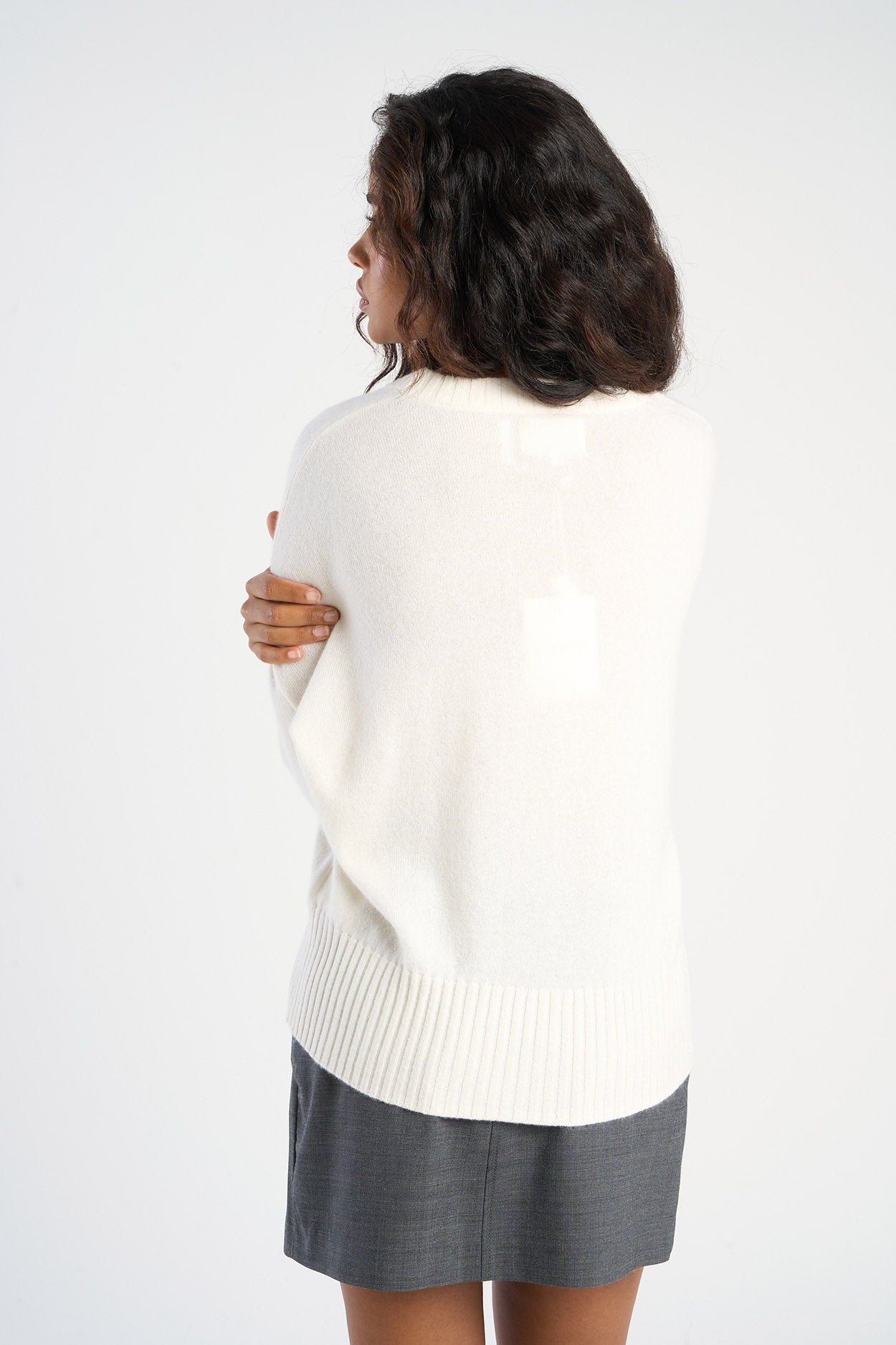 Pull col rond 100% Cachemire MONPTILYA Milk - vue 3