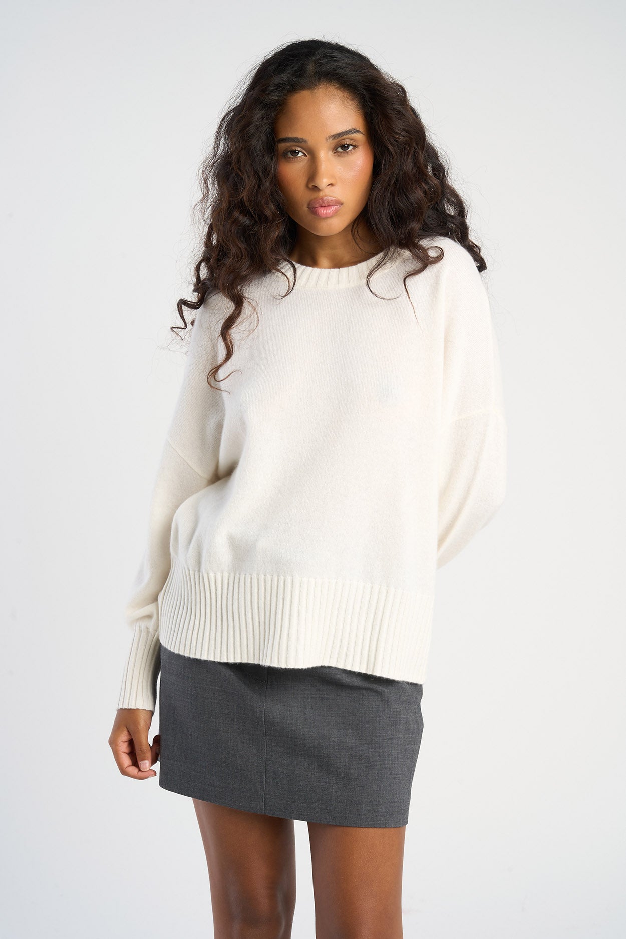 Pull col rond 100% Cachemire MONPTILYA Milk - vue 4