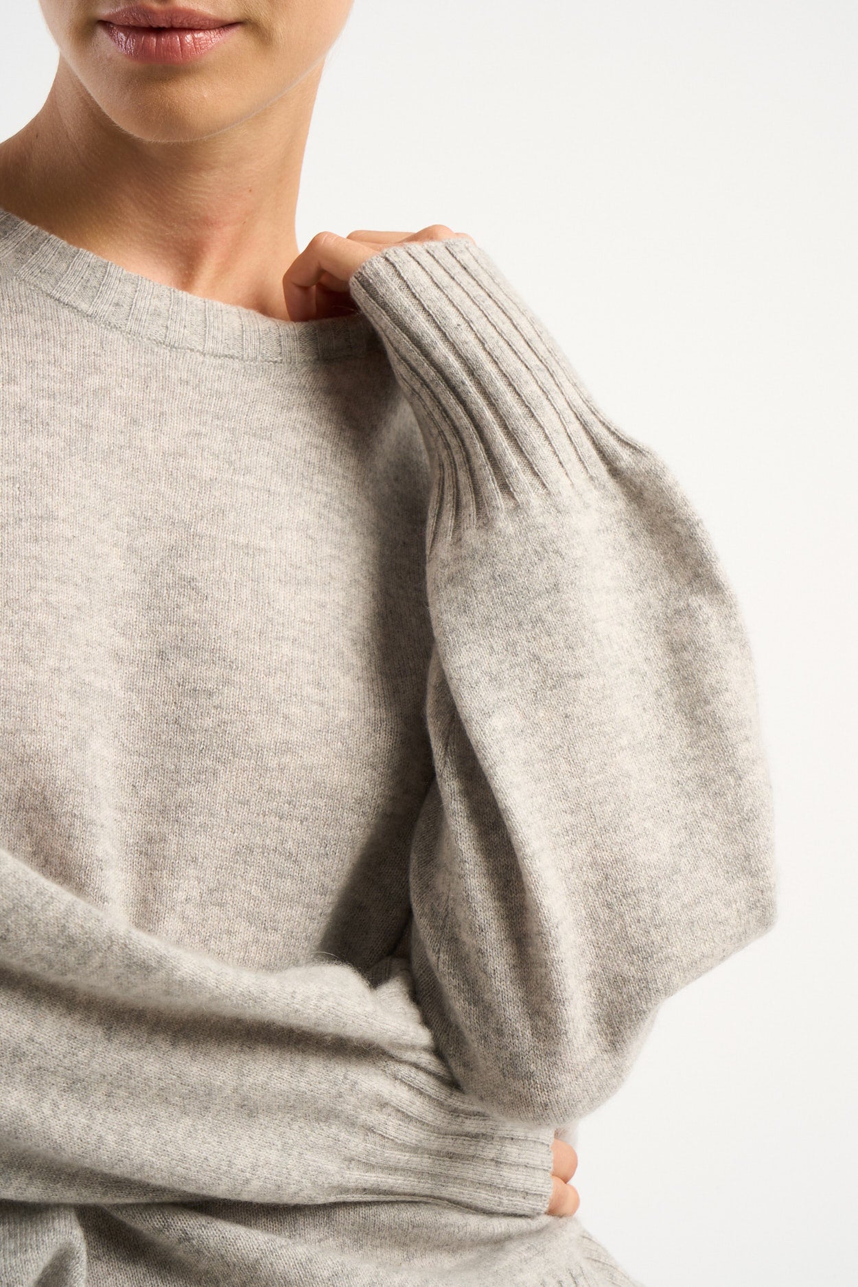 Pull col rond 100% Cachemire MONPTILYA Perle chiné - vue 2