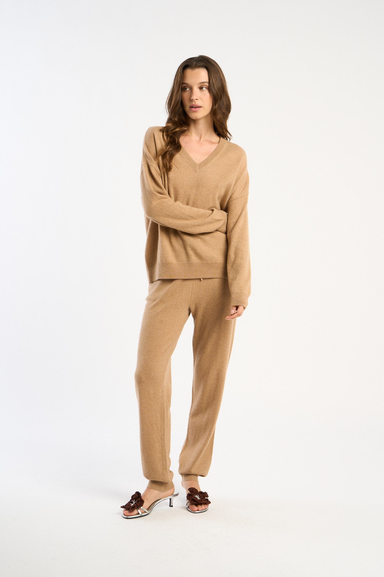Pantalon droit 100% Cachemire PERLA Camel - vue 2