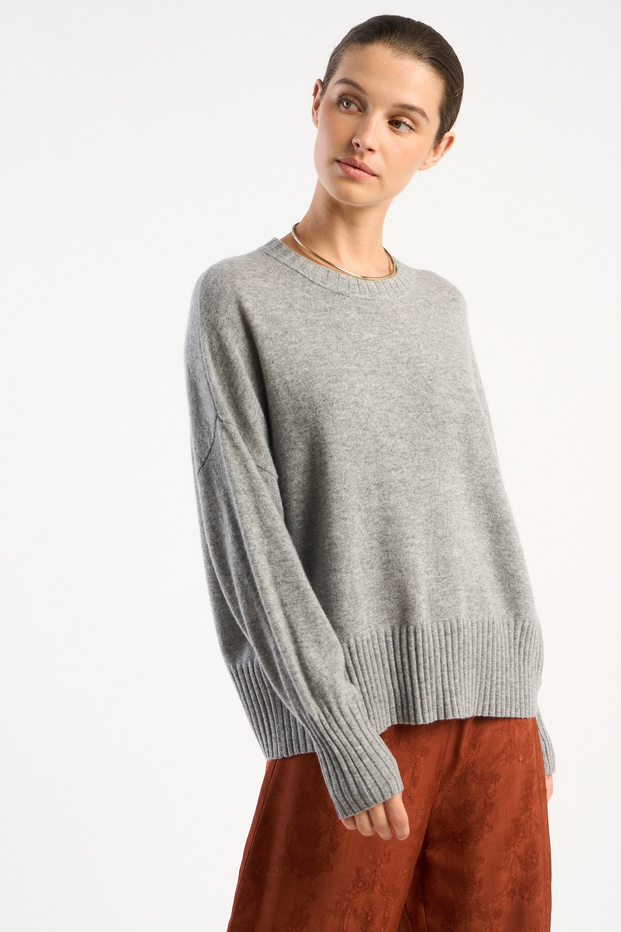 Pull col rond 100% Cachemire MONPTILYA Grey