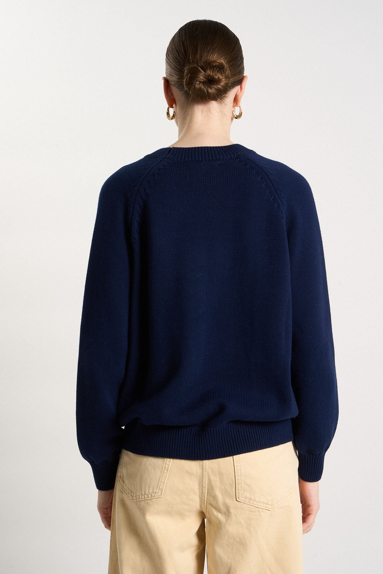 Pull col rond en Coton MOUNIALA Marine - vue 4