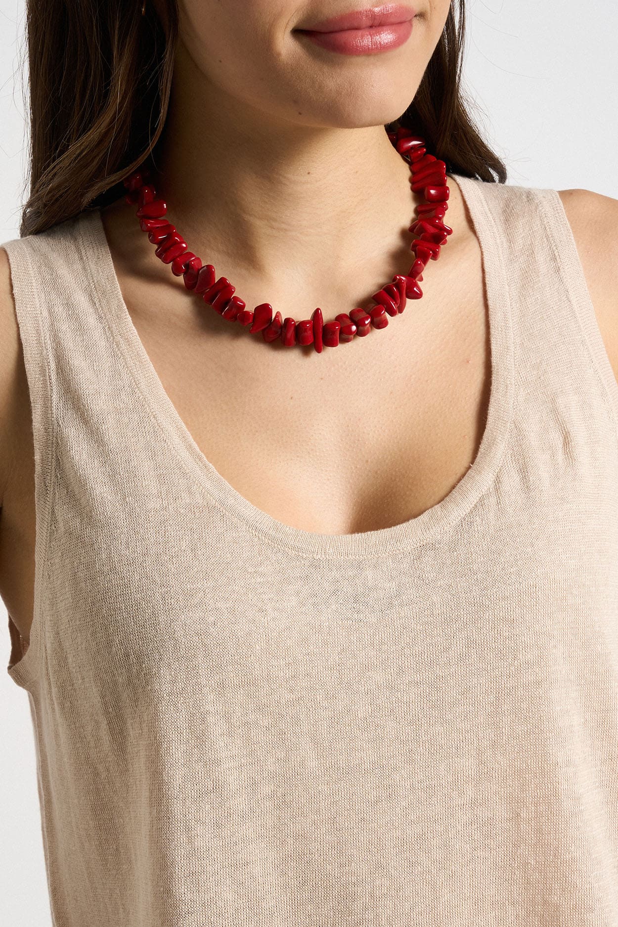 Débardeur en 100% Lin DIBO Beige chiné - vue 2