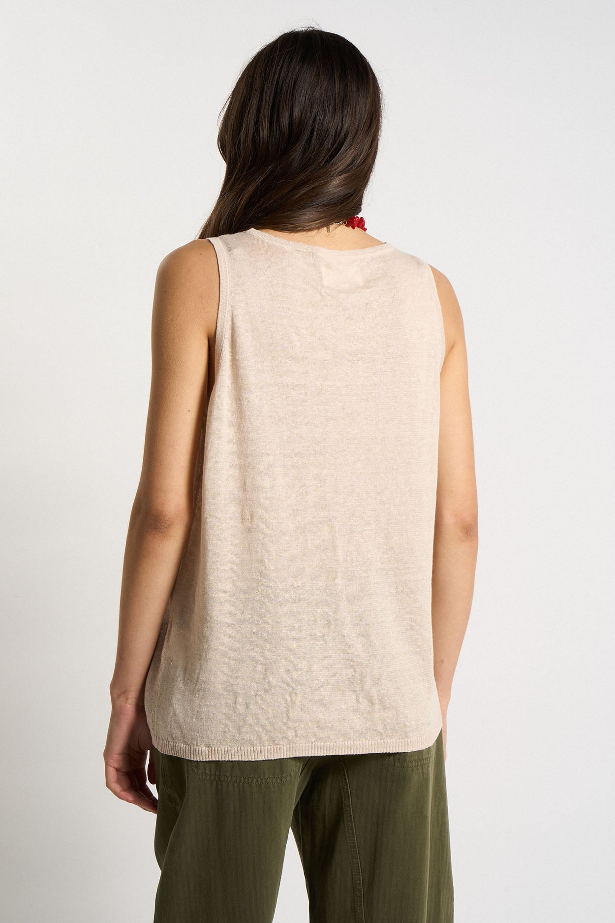 Débardeur en 100% Lin DIBO Beige chiné - vue 3