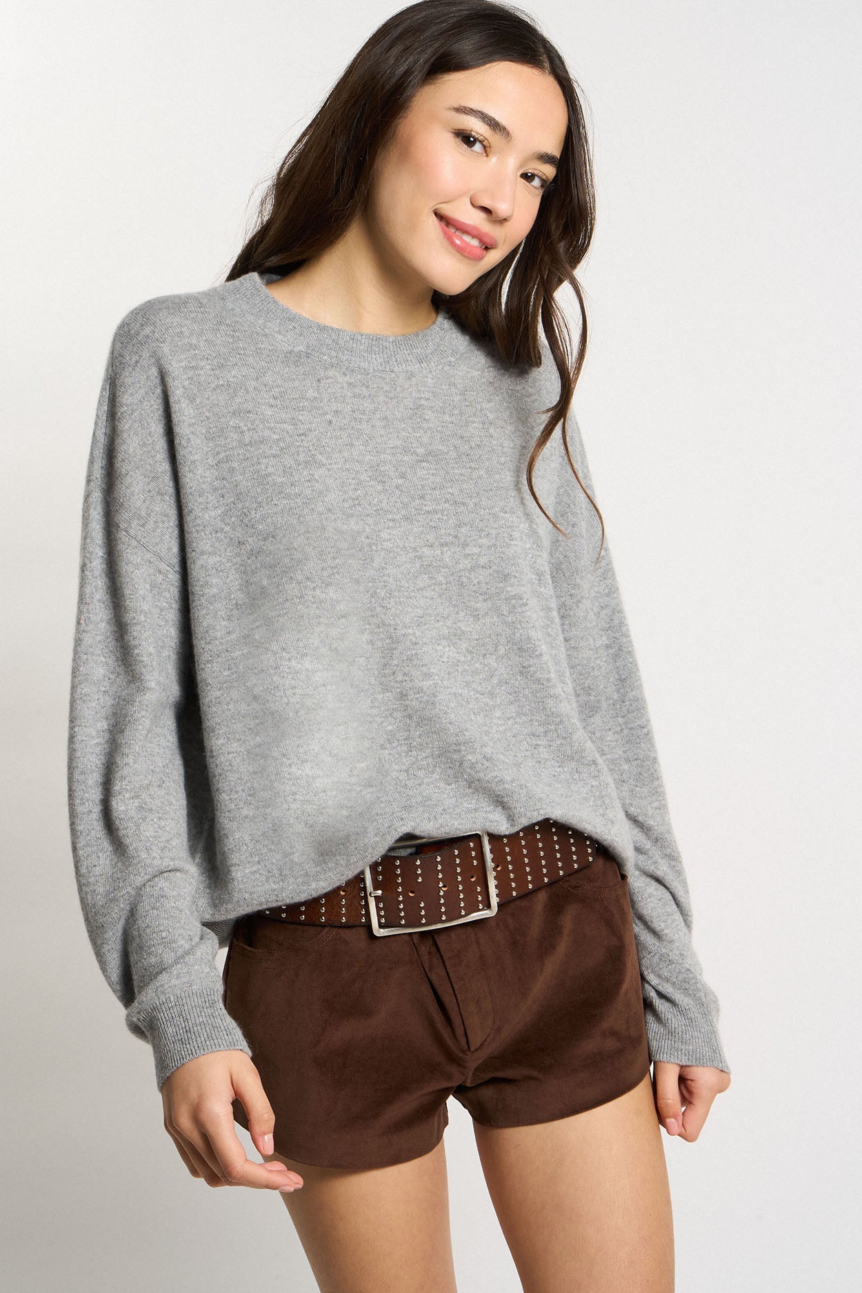 Pull col rond 100% Cachemire MAPOUPETTE Grey