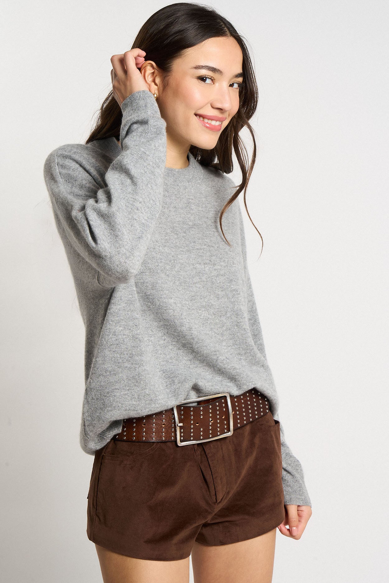 Pull col rond 100% Cachemire MAPOUPETTE Grey - vue 3