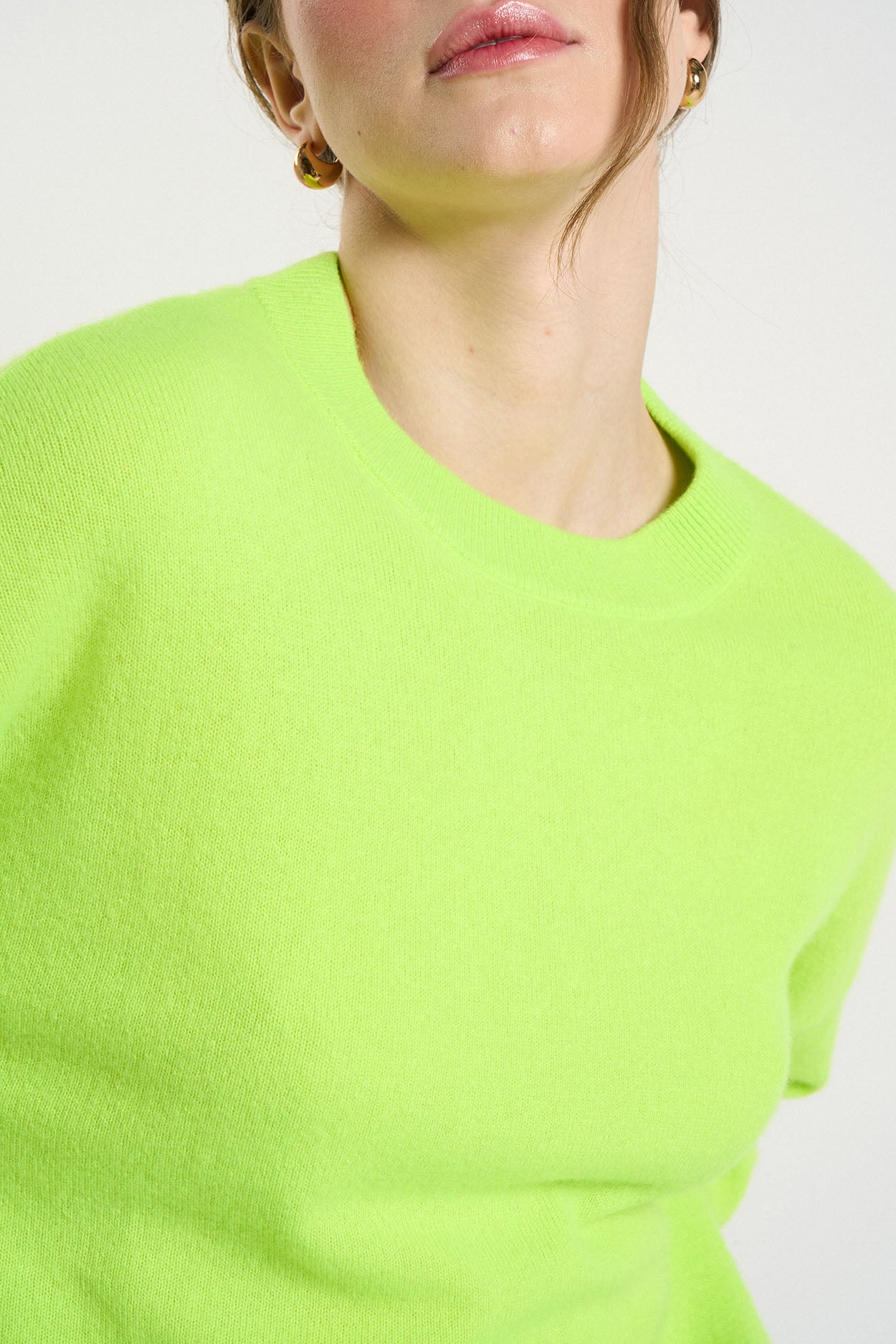 Pull col rond 100% Cachemire MAPOUPETTE Jaune fluo - vue 2