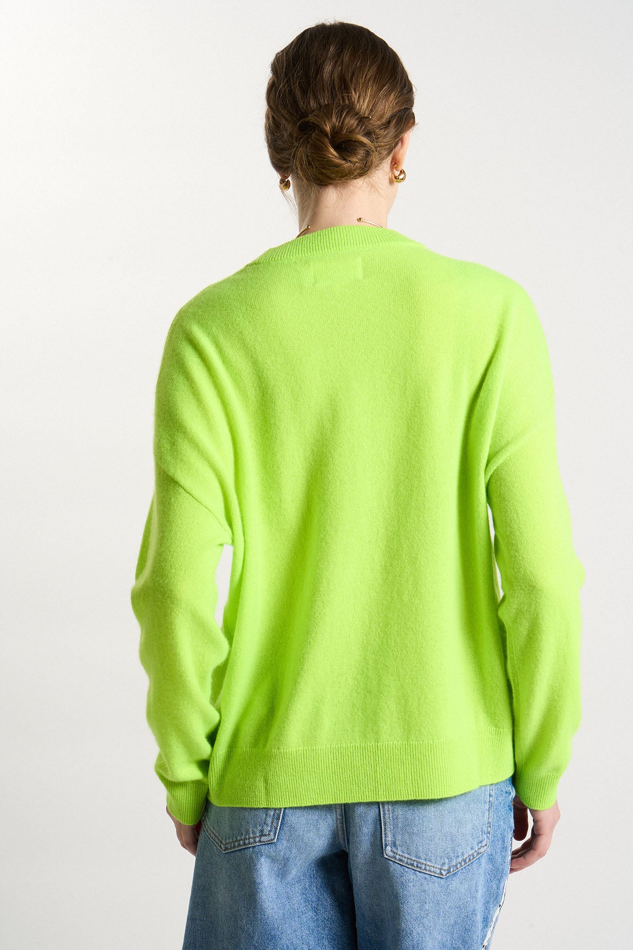 Pull col rond 100% Cachemire MAPOUPETTE Jaune fluo - vue 3