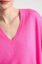 Pull col V en 100% Cachemire MARTINETTIE Rose fluo - vue 2