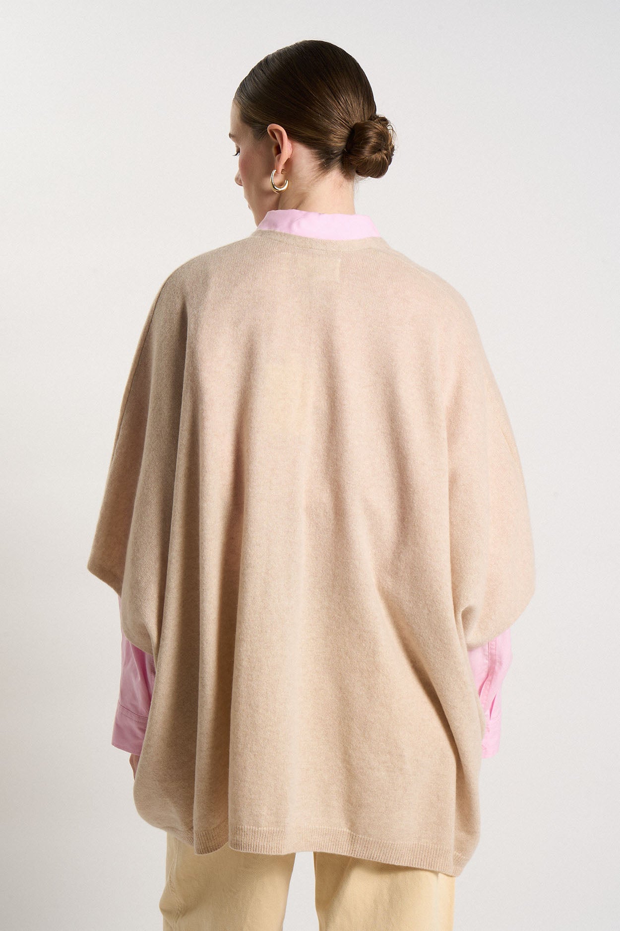 Gilet poncho 100% Cachemire GWENN Beige chiné - vue 3