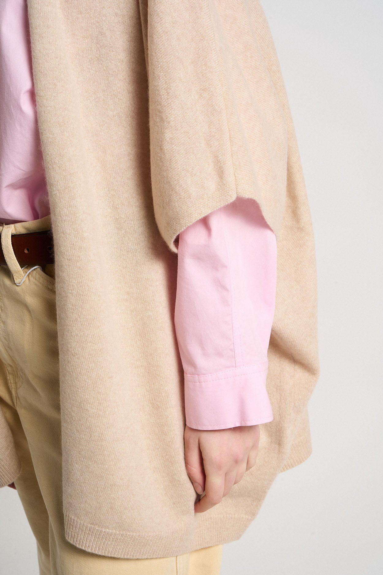 Gilet poncho 100% Cachemire GWENN Beige chiné - vue 4