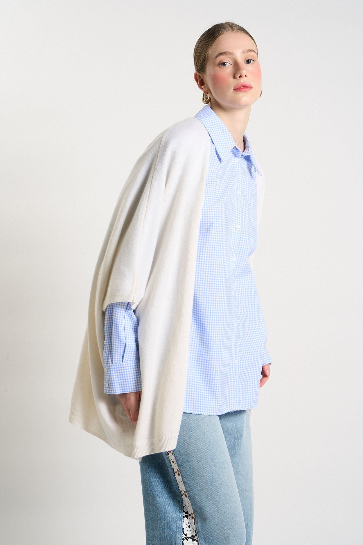 Gilet poncho 100% Cachemire GWENN Milk