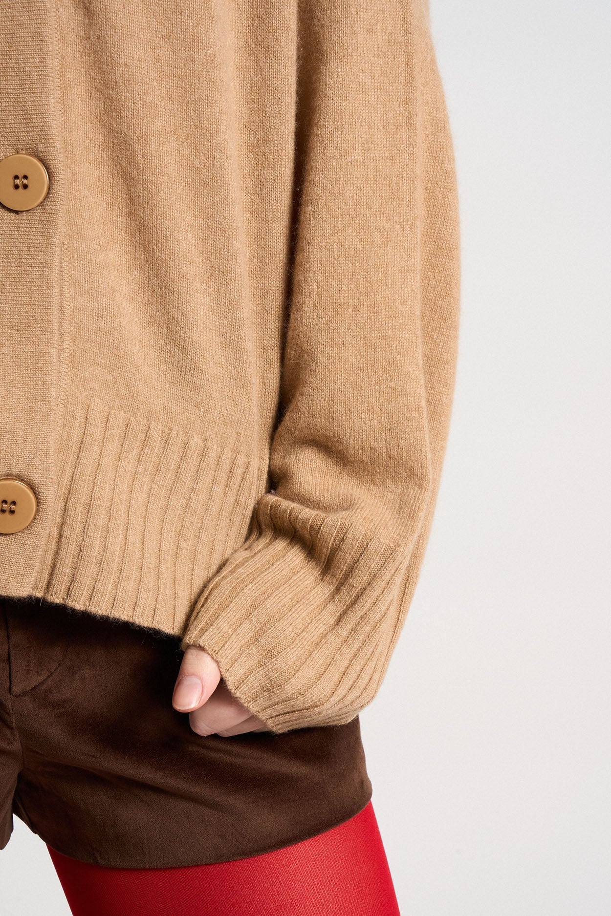 Gilet boutonné 100% Cachemire GRAMMALYA Camel - vue 3