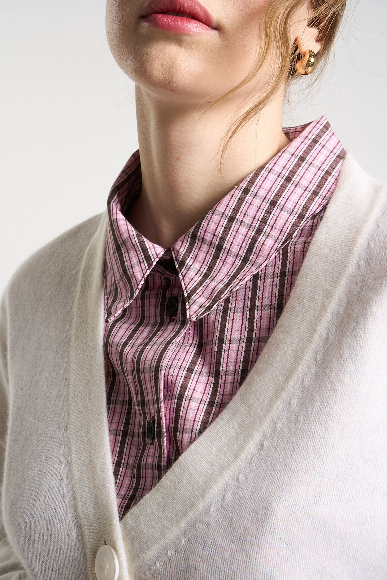 Gilet boutonné 100% Cachemire GRAMMALYA Milk - vue 4