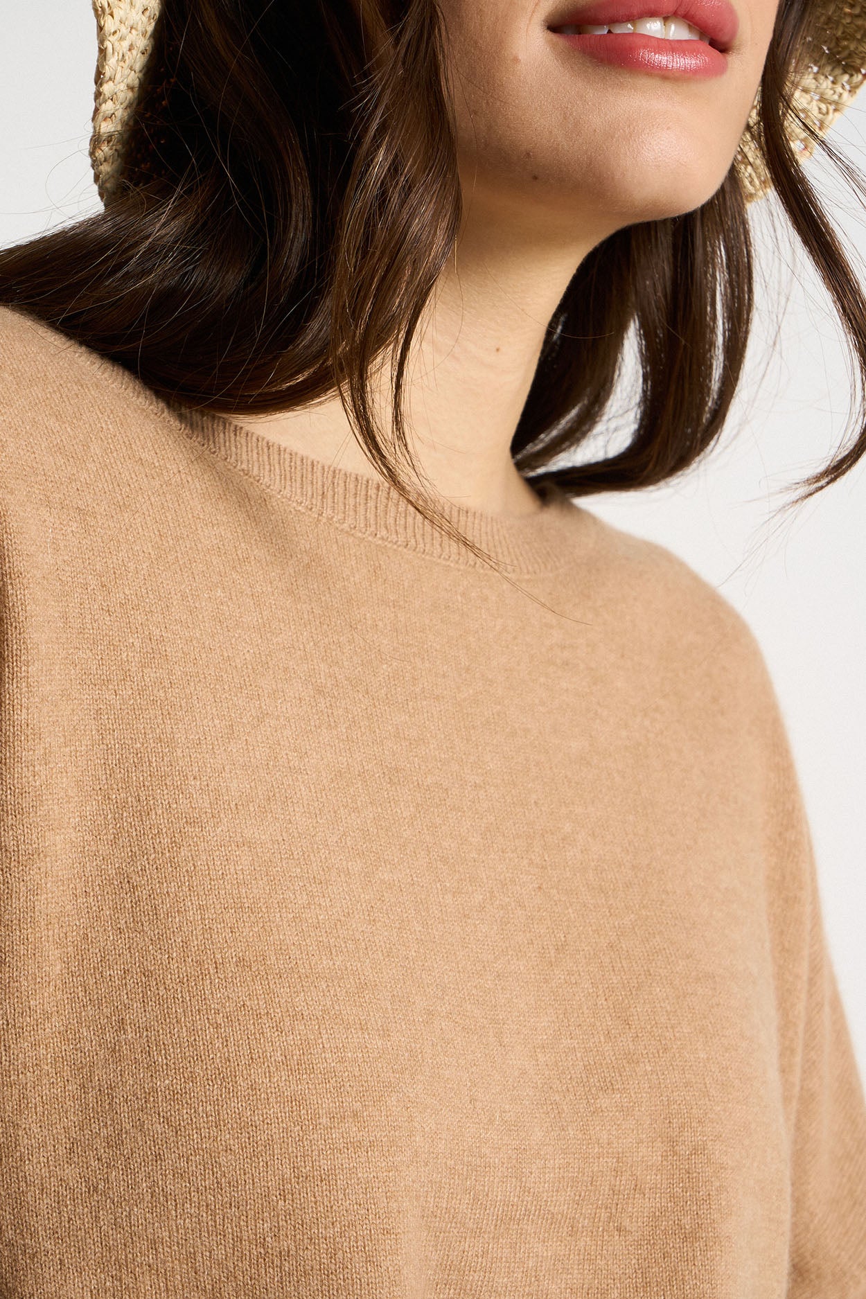 Pull col bateau court 100% Cachemire MONROE Camel - vue 3