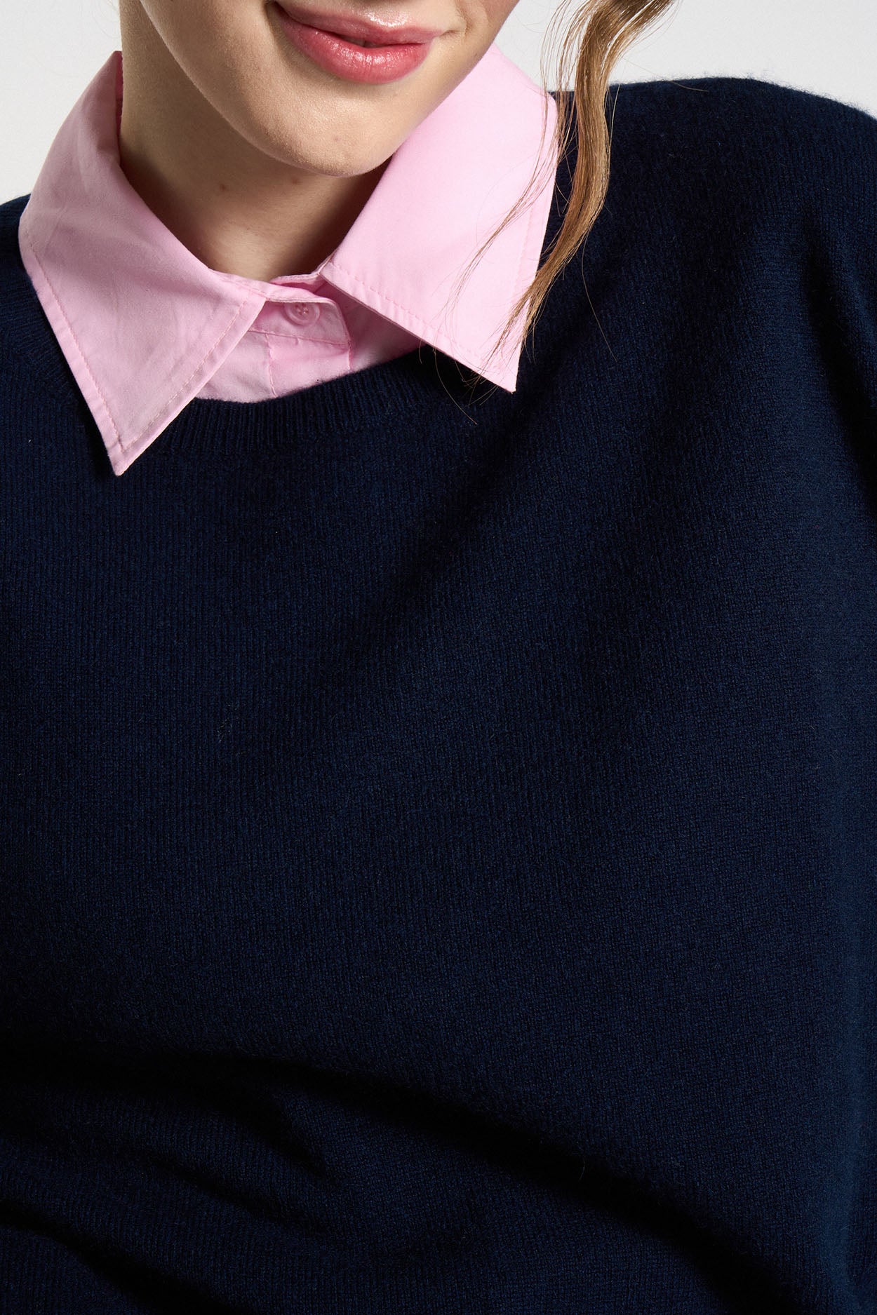 Pull col bateau court 100% Cachemire MONROE Marine - vue 2