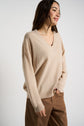 Pull col V en 100% Cachemire MAPOUPY Beige chiné