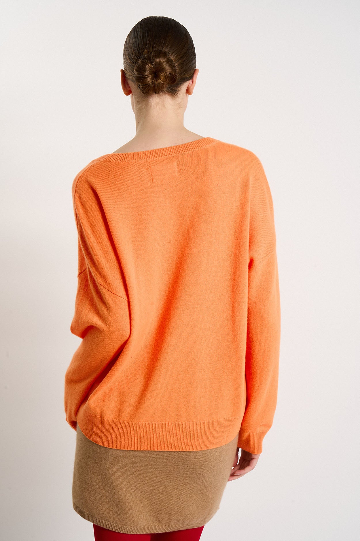 Pull col V 100% Cachemire MAPOUPY Orange fluo - vue 3