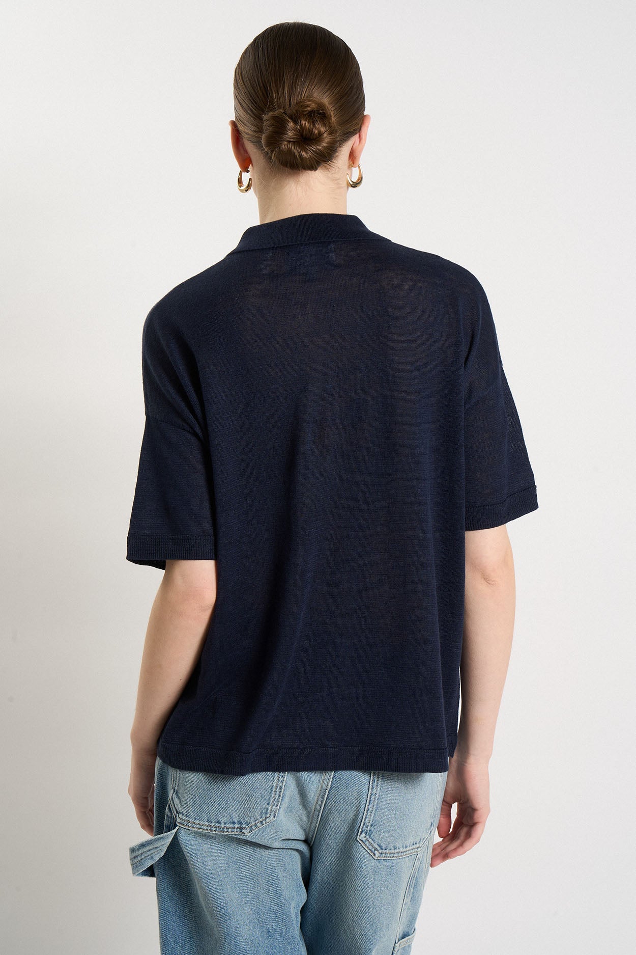 Gilet manches courtes 100% Lin GELLYSTA Marine - vue 3