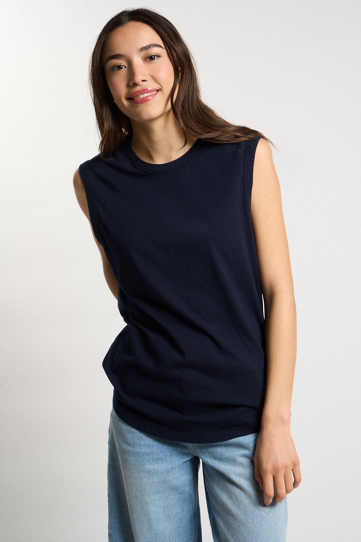 Débardeur col rond 100% Coton TAYLOR Marine