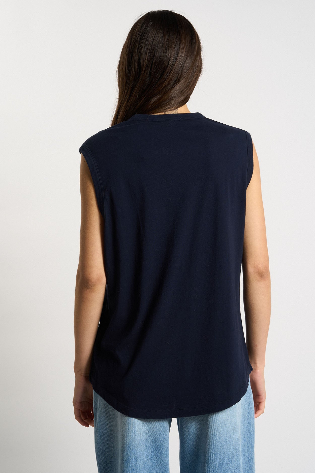 Débardeur col rond 100% Coton TAYLOR Marine - vue 3