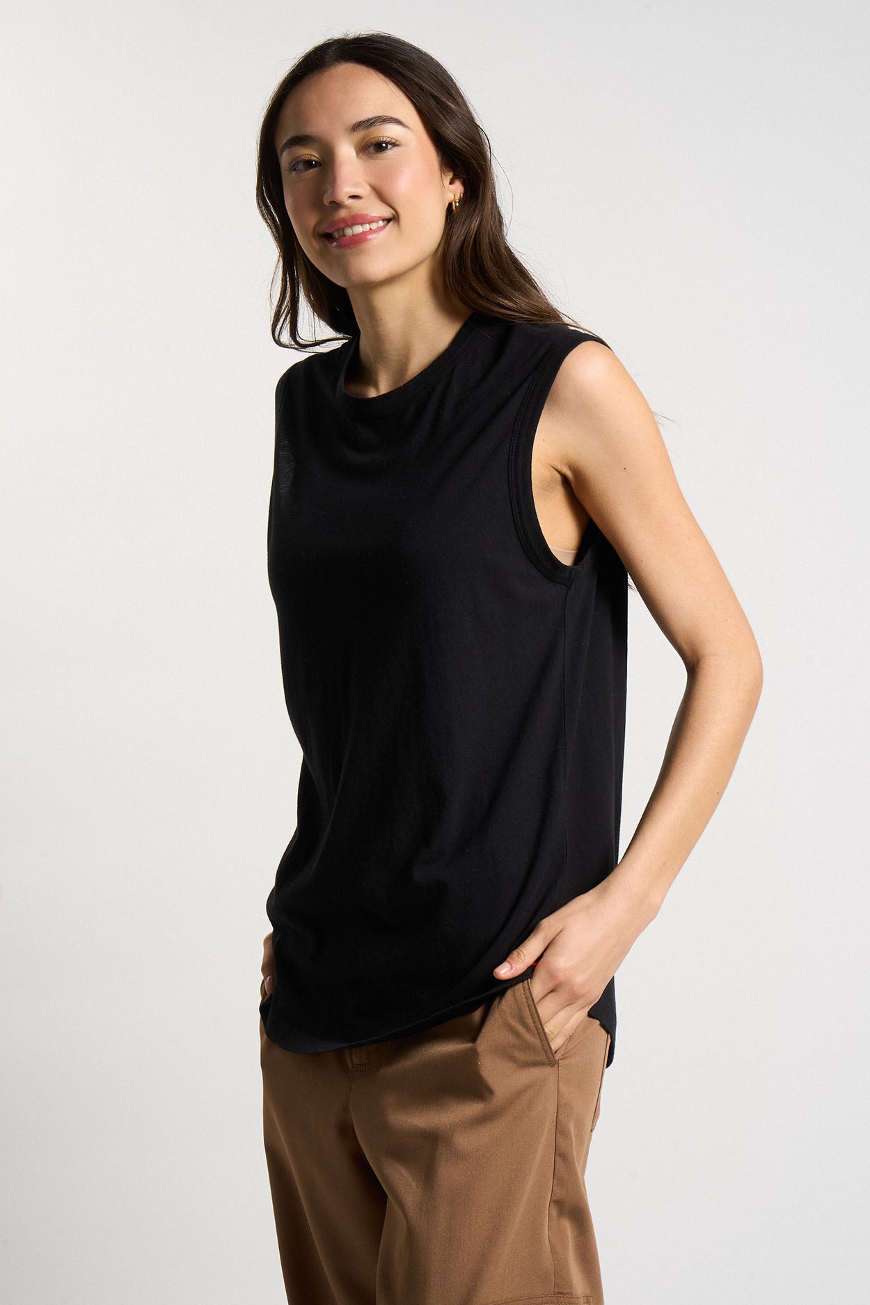 Débardeur col rond 100% Coton TAYLOR Noir