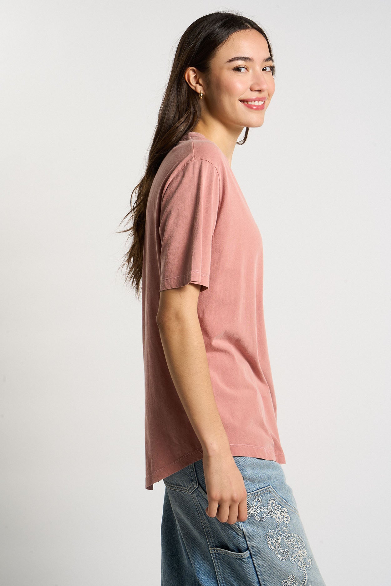 T-shirt col V 100% Coton TRACYS Rosewood