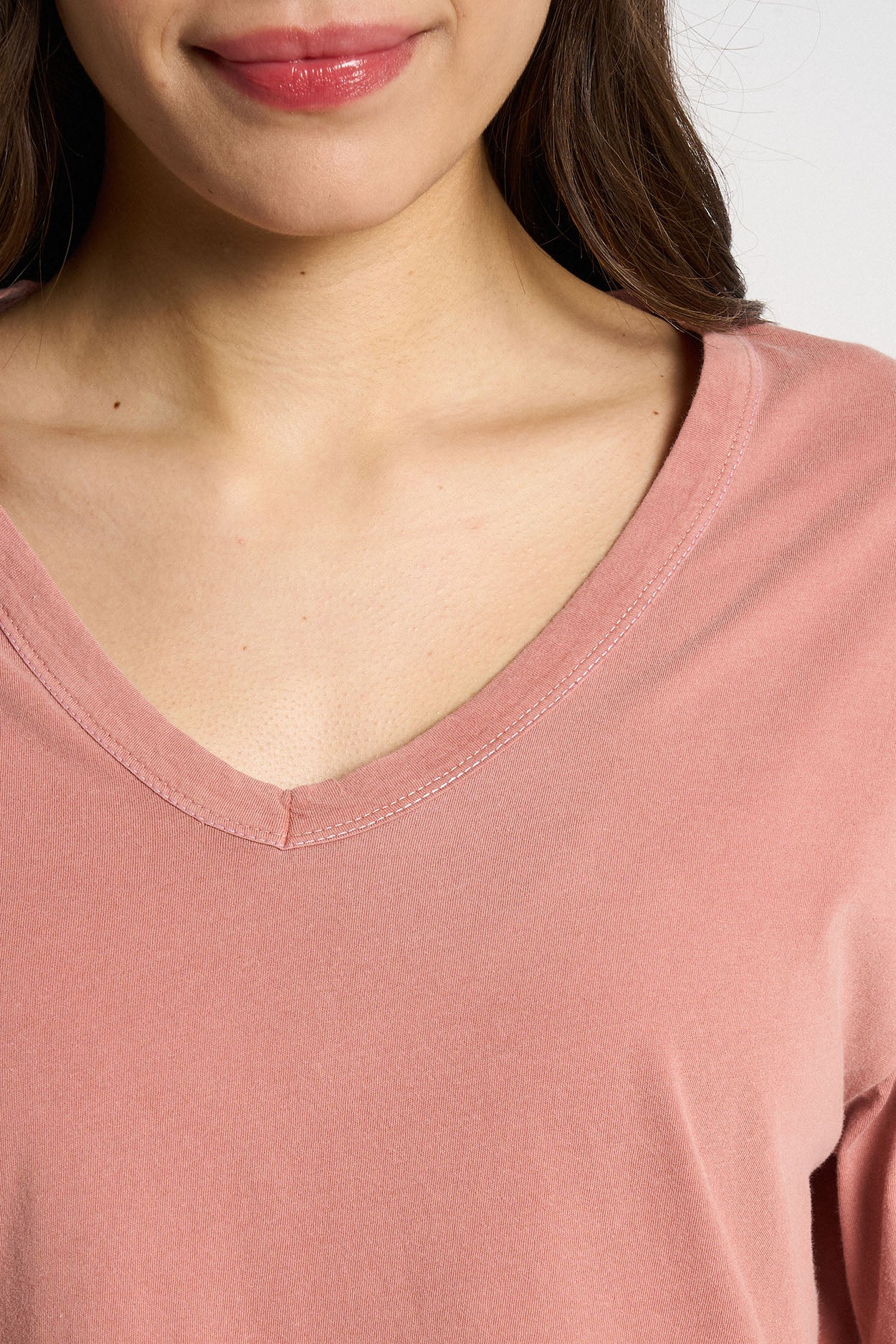 T-shirt col V 100% Coton TRACYS Rosewood - vue 2