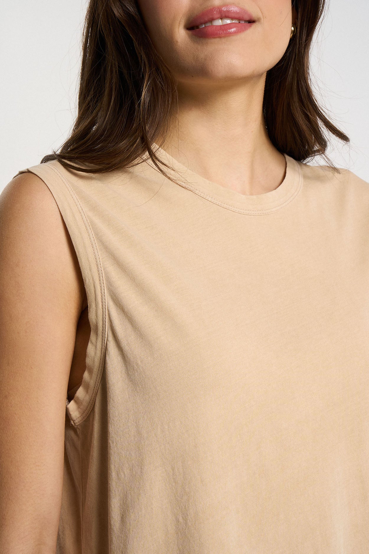 Débardeur col rond 100% Coton TAYLORS Beige - vue 2