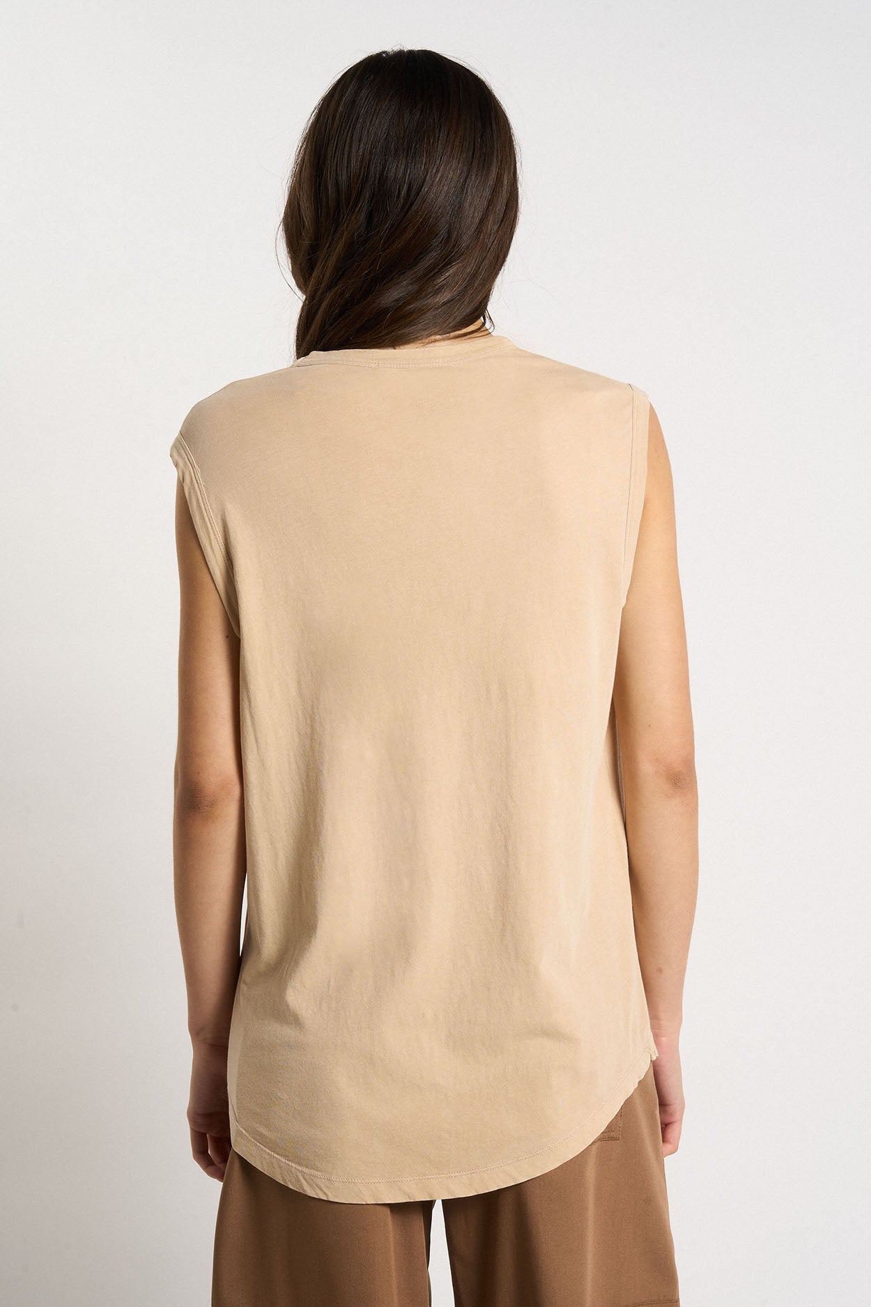 Débardeur col rond 100% Coton TAYLORS Beige - vue 3